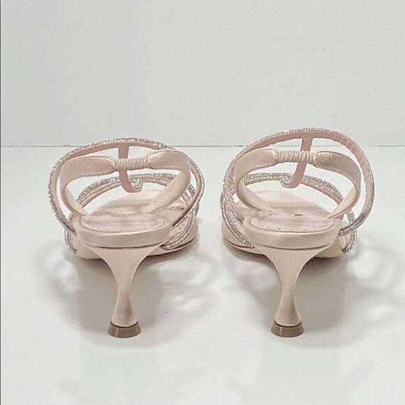 Manolo Blahnik Lucecry Satin Embellished Slingback Sandals size 37 - Picture 6 of 11